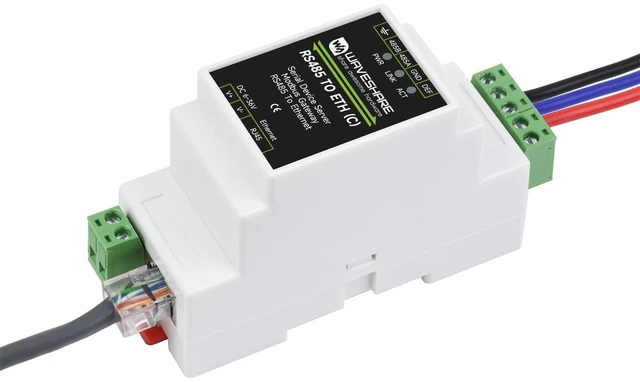 Alt view image 6 of 10 - waveshare RS485 to RJ45 Ethernet Converter Module, Industrial RS485 Serial Server, TCP/IP to Serial Module, Modbus Gateway, 6~36V Power Supply, Rail-Mount Support