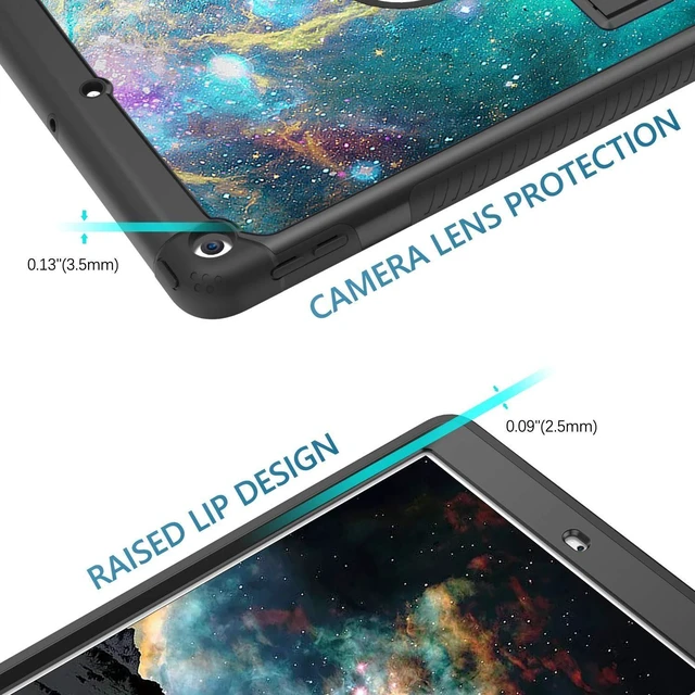 Alt view image 10 of 10 - BENTOBEN for iPad 9th/8th/7th Generation Case, 10.2 Case - Glow in The Dark 3 in 1 Shockproof Kickstand Protective Cover, Space/Nebula