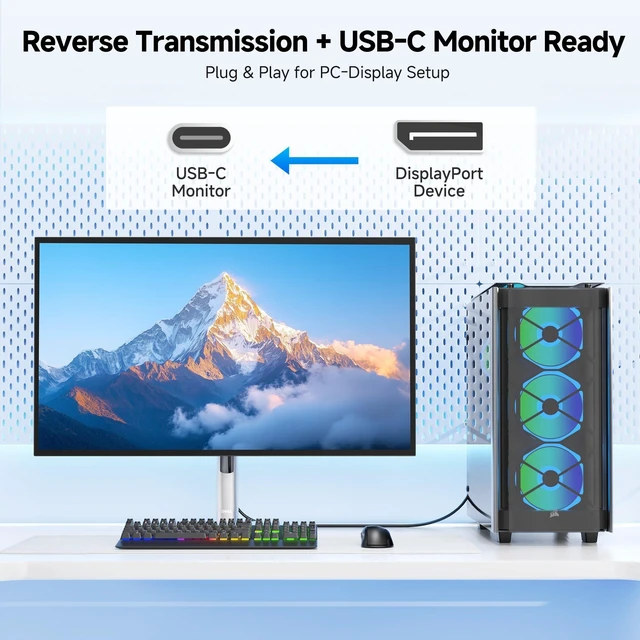 Alt view image 10 of 10 - Cable Matters 40Gbps Bi-Directional USB-C to DisplayPort 2.1 Cable - 1.8m / 6ft, DP40 (UHBR10), 8K@120Hz / 4K@480Hz, DisplayPort to USB C Cable for DP Alt Mode Devices (No Power Delivery)