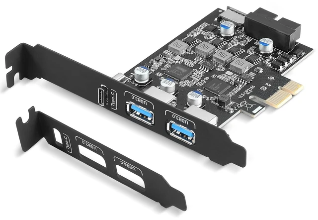 Alt view image 6 of 10 - USB 3.0 PCIe Expansion Card, 5-Port (2X USB-A + 1x USB-C + Type-E + 19-pin Header) PCI Express Card with UASP Support, Plug and Play for Windows 11/10/8/Linux, Includes Low-Profile Bracket