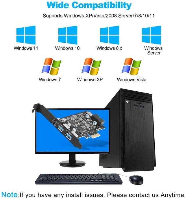 Alt view image 9 of 10 - USB 3.0 PCIe Expansion Card, 5-Port (2X USB-A + 1x USB-C + Type-E + 19-pin Header) PCI Express Card with UASP Support, Plug and Play for Windows 11/10/8/Linux, Includes Low-Profile Bracket