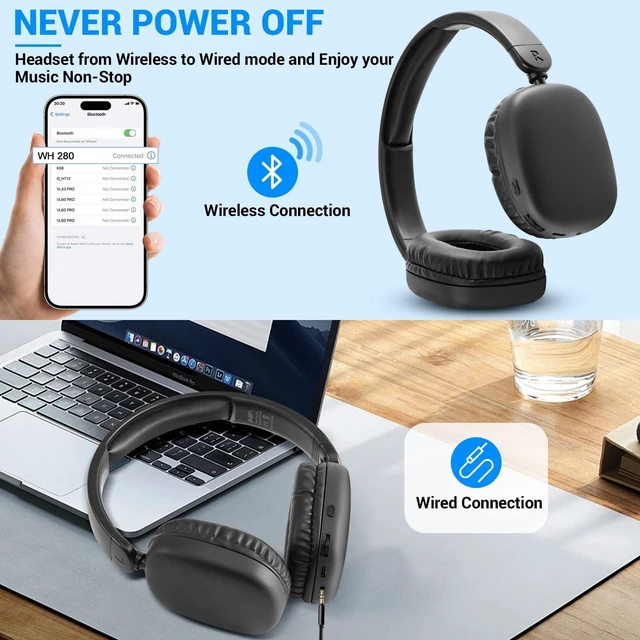 Alt view image 10 of 10 - AOGKTON FM Radio MP3 Player Headphones Micro SD Card,Wireless and Wired Lightweight Headphone with Deep Bass and Built in Microphone Over The Ear Unequaled Comfort,for Travel,Home,Birthday Gift