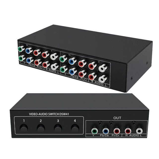 Alt view image 6 of 10 - Component AV Video Switch Box 4 in 1 Out, BolAAzuL 4 Port 5 RCA YPbPr Cable RGB Component AV Switcher Selector Converter 4-Way Plug & Play for Retro Gaming PS2 Wii Xbox DVD Player TV