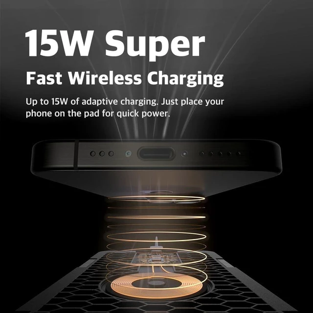 Alt view image 10 of 10 - POUT H3 Split Max 3-in-1 Wireless Charging Mouse Pad Fast Qi Charger, Mousepad Mat, and Magnetic Tray Organizer Compatible with Smartphones and Earbuds (Pacific Blue)
