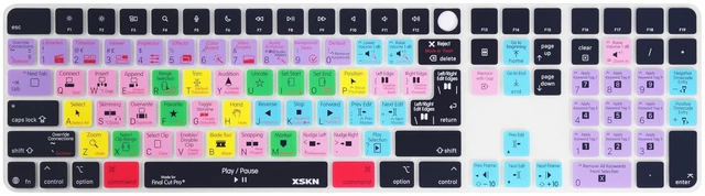 Alt view image 6 of 10 - XSKN Final Cut Pro Shortcuts EU&US Universal Version Silicone Keyboard Cover Skin for 2024 iMac 24 inch M4 Magic Keyboard with Touch ID and Numeric Keypad (A3119)