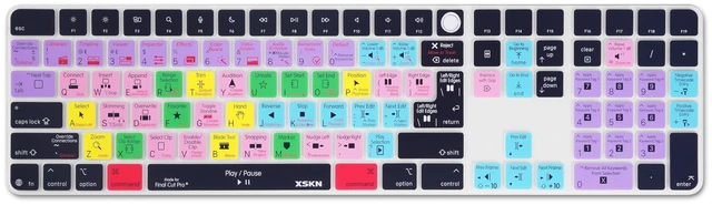 Alt view image 9 of 10 - XSKN Final Cut Pro Shortcuts EU&US Universal Version Silicone Keyboard Cover Skin for 2024 iMac 24 inch M4 Magic Keyboard with Touch ID and Numeric Keypad (A3119)
