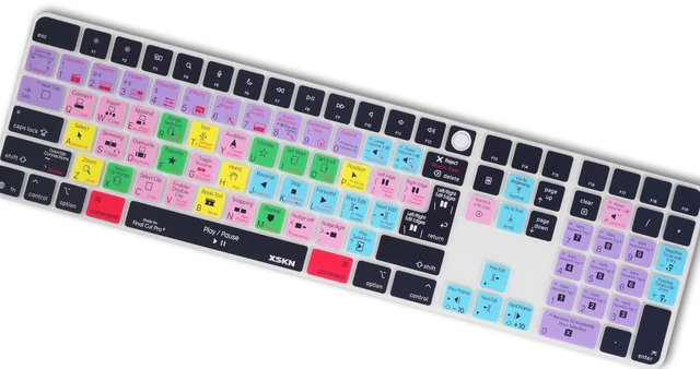 Alt view image 8 of 10 - XSKN Final Cut Pro Shortcuts EU&US Universal Version Silicone Keyboard Cover Skin for 2024 iMac 24 inch M4 Magic Keyboard with Touch ID and Numeric Keypad (A3119)