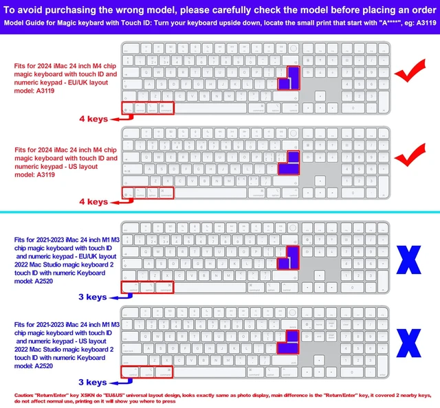 Alt view image 10 of 10 - XSKN Final Cut Pro Shortcuts EU&US Universal Version Silicone Keyboard Cover Skin for 2024 iMac 24 inch M4 Magic Keyboard with Touch ID and Numeric Keypad (A3119)