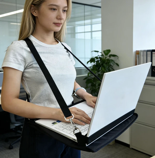 Alt view image 6 of 10 - Play as Pro Portable Laptop Harness for Walking,16" Adjustable Wearable Laptop Stand,Secure Walking Laptop Harness Easily fits with Flexible Strap for Tablets E-Readers Notebook Notepad Standing Desk