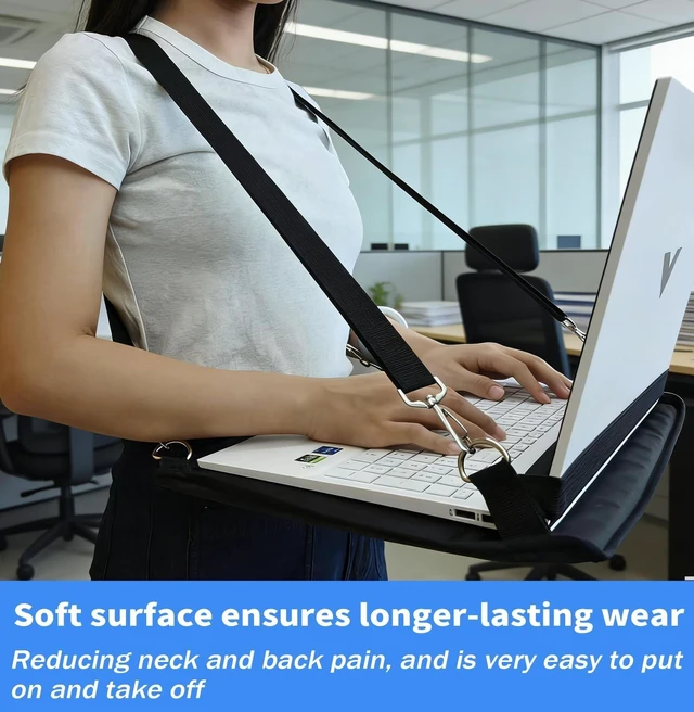 Alt view image 10 of 10 - Play as Pro Portable Laptop Harness for Walking,16" Adjustable Wearable Laptop Stand,Secure Walking Laptop Harness Easily fits with Flexible Strap for Tablets E-Readers Notebook Notepad Standing Desk