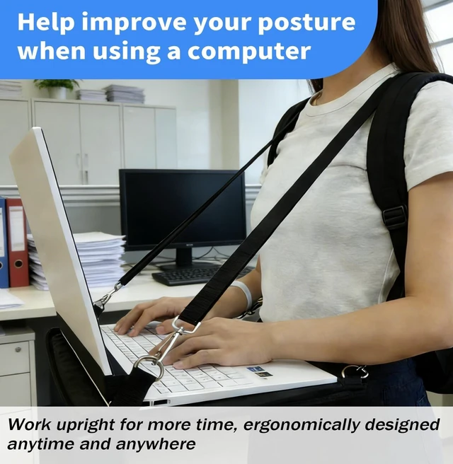 Alt view image 9 of 10 - Play as Pro Portable Laptop Harness for Walking,16" Adjustable Wearable Laptop Stand,Secure Walking Laptop Harness Easily fits with Flexible Strap for Tablets E-Readers Notebook Notepad Standing Desk