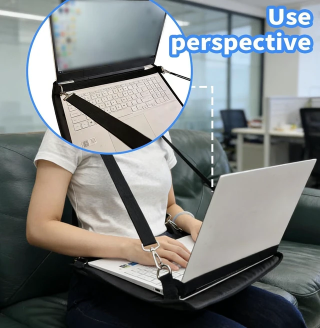 Alt view image 8 of 10 - Play as Pro Portable Laptop Harness for Walking,16" Adjustable Wearable Laptop Stand,Secure Walking Laptop Harness Easily fits with Flexible Strap for Tablets E-Readers Notebook Notepad Standing Desk
