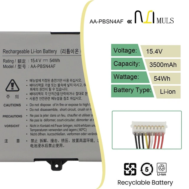 Alt view image 7 of 10 - AA-PBSN4AF 54Wh Laptop Battery for Samsung Notebook 9 Pen NP930SBE NP930SBE-K01CN NP930SBE-K01HK NP930SBE-K01US NT930SBE-K28A Galaxy Book Flex Alpha NP730QCJ Flex2 Alpha NP730QDA NP730QDA AAPBSN4AF