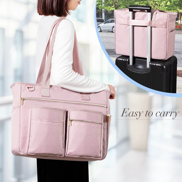 Alt view image 7 of 10 - Fasrom Nurse Tote Bag for Work Nurses with Laptop Sleeve, Home Health Clinical Bag for Nursing Students and Medical Assistant, Pink (Patent Pending)