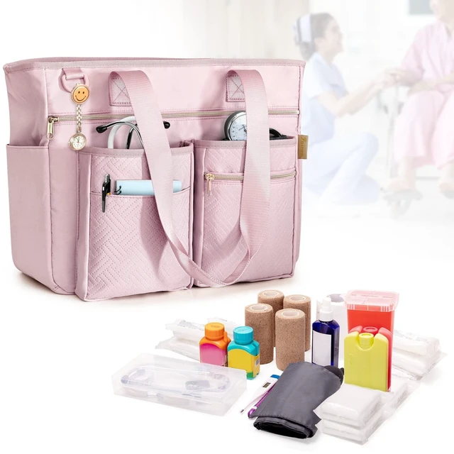 Alt view image 8 of 10 - Fasrom Nurse Tote Bag for Work Nurses with Laptop Sleeve, Home Health Clinical Bag for Nursing Students and Medical Assistant, Pink (Patent Pending)
