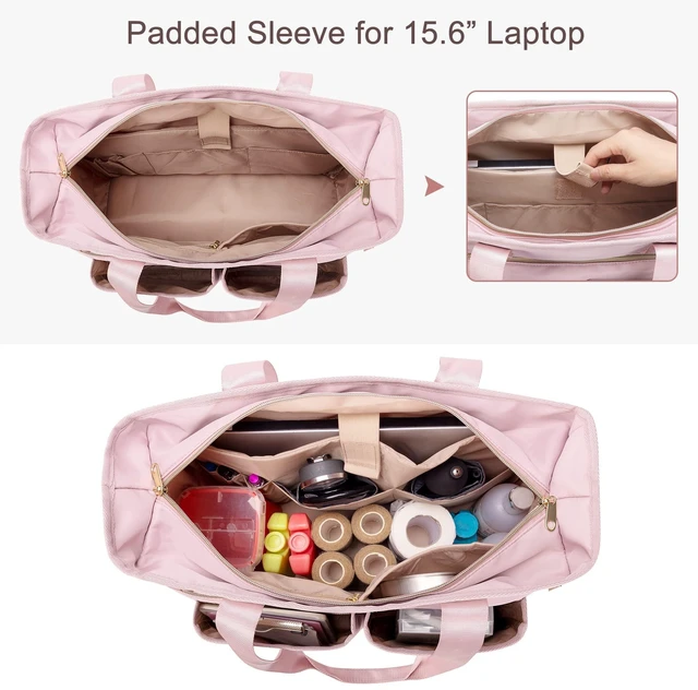Alt view image 9 of 10 - Fasrom Nurse Tote Bag for Work Nurses with Laptop Sleeve, Home Health Clinical Bag for Nursing Students and Medical Assistant, Pink (Patent Pending)