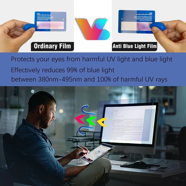 Alt view image 9 of 10 - 27-Inch Anti-Blue Light & Anti-Glare Screen Protector for 16:9 Widescreen Monitors ^^ Premium Anti-Scratch, UV Blocking Filter ^^ Reduce Eye Fatigue, Strain & Enhance Eye Protection