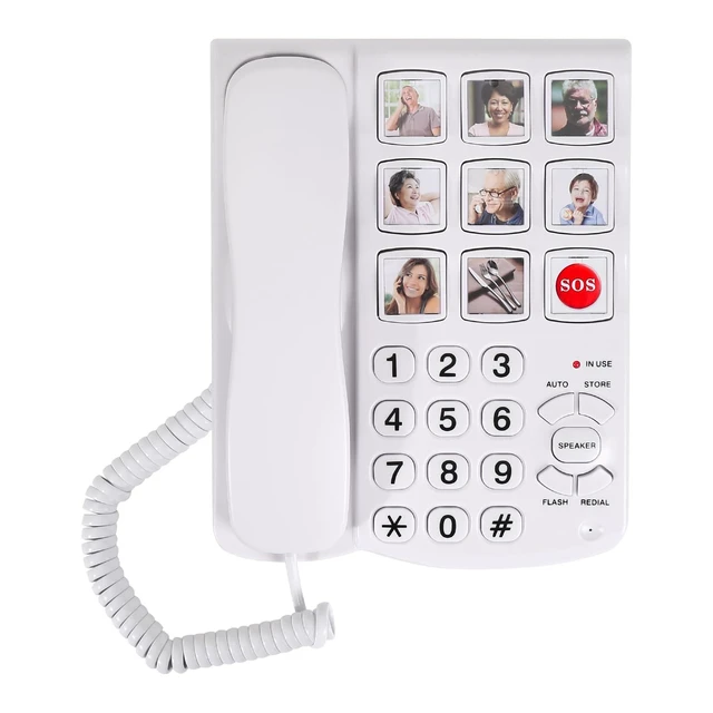 Alt view image 6 of 10 - Telephones for Seniors, Dementia Phone for Seniors - 9 Picture Memory Corded Landline Telephone for Elderly - One-Touch Dial, 110dB+ Amplified Ringer -Home Phones for The Visually Impaired, Alzheimer