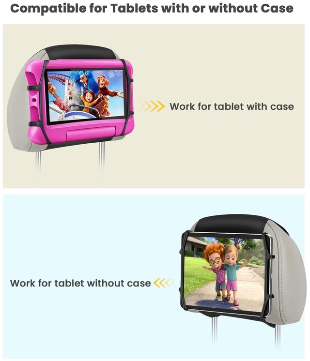 Alt view image 10 of 10 - WONNIE Car Headrest Mount Holder for Tablets, Tablet Holder for Car Back Seat, Tablet Stand for Kids Fits for 7-12.9'' Devices, 4 Pack
