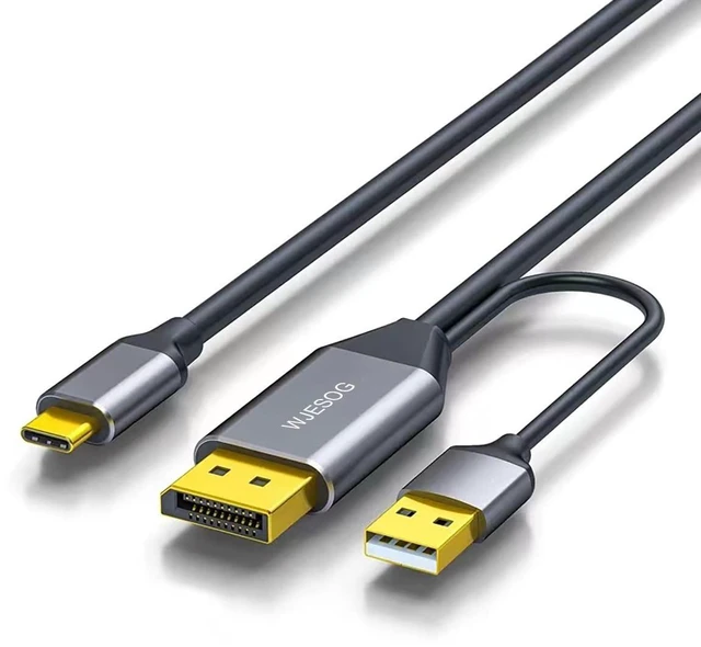 Alt view image 6 of 10 - WJESOG DisplayPort to USB C Cable 6.6ft 4K@60Hz with USB Cable Adapter,DP Male to Type-C Male Converter Support Touch with Nreal Air VR, MacBook Pro/Air 2020/2018, iPad Pro/Air, XPS