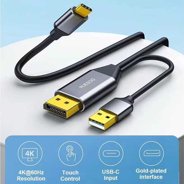 Alt view image 7 of 10 - WJESOG DisplayPort to USB C Cable 6.6ft 4K@60Hz with USB Cable Adapter,DP Male to Type-C Male Converter Support Touch with Nreal Air VR, MacBook Pro/Air 2020/2018, iPad Pro/Air, XPS