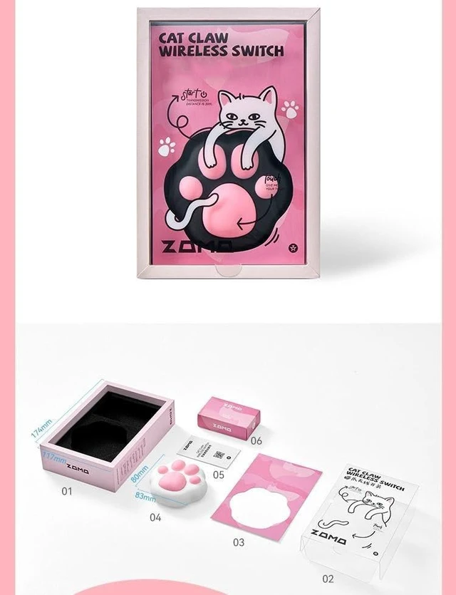 Alt view image 10 of 10 - GGSMLIDH Wireless PC Power Button, Cute Cat Paw Design, PVC Silicone Material, White Pink Desktop Switch with PCIE Connection, Not Compatible with Laptops (Cat Paw, White)