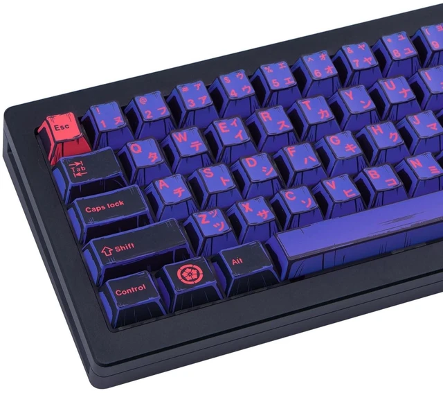 Alt view image 6 of 10 - GEKUCAP Purple Japanese PBT Custom Keycaps, 130 Keys Black Purple Manga Key Caps, Cherry Profile Dye Sublimation Keyboard Keycap Set for Cherry MX Gateron Kailh Switches Mechanical Keyboard