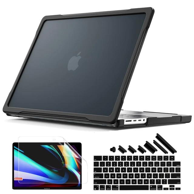 Alt view image 6 of 10 - Batianda Ultimate Protection Case for New MacBook Pro 14 inch 2025 M5 M4 M3 Pro Max Chip Matte Translucent Rugged Armor Shell with Shockproof Carbon Fiber Edges Keyboard Cover,Anti-Fingerprint Black