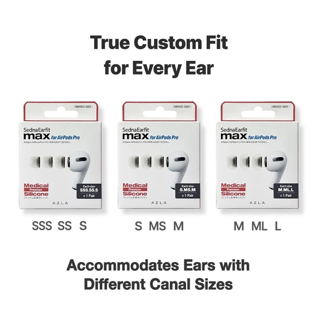 Alt view image 10 of 10 - AZLA MAX for Airpods Pro 1st & 2nd Gen (S/MS/M) Airpod Pro Ear Tip Replacement Airpod Pro Tips with Premium Silicone, Airpod Ear Tips