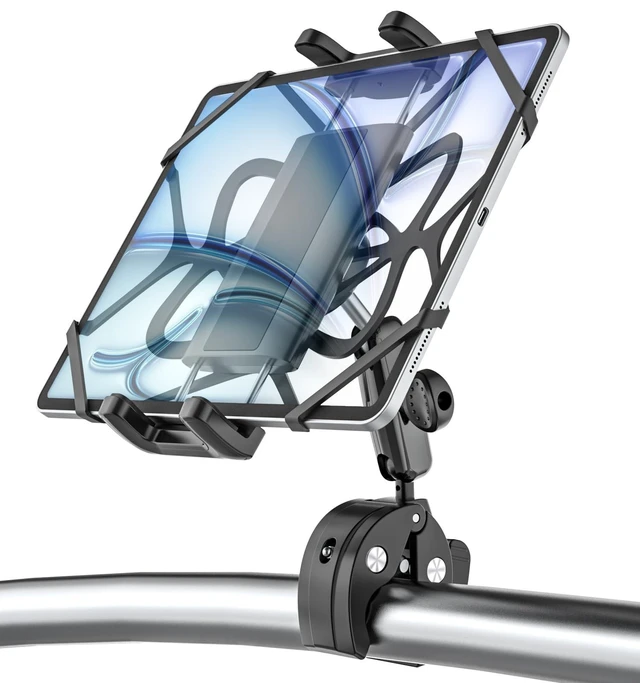Alt view image 6 of 10 - Kolasels Boat Helm Tablet Mount, Marine Pole Rail Tablet Holder with Metal Adjustment Arm, Handlebar Clamp for Speed Boat, Compatible iPad Pro 12.9, Air, Mini, Galaxy Tab, iPhone 17, 4-13" Device