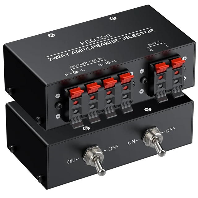 Alt view image 6 of 10 - PROZOR 2-Zone Speaker Switch Box, 2-Way Amp/Speaker Selector with Independent A/B Control, Passive Stereo Switcher for Amplifier and Receiver, 150W RMS per Channel, Support 416 Speakers