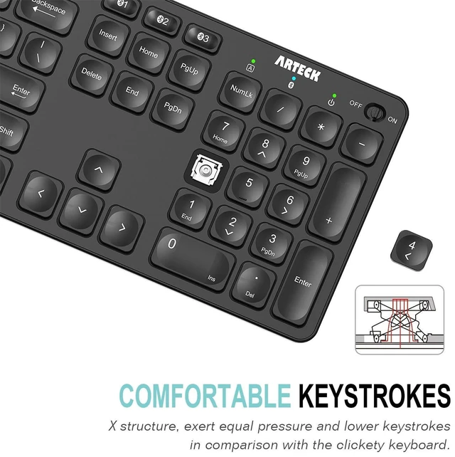 Alt view image 8 of 10 - Arteck Universal Backlit 7-Colors & Adjustable Brightness Multi-Device Full Size Wireless Bluetooth Keyboard for Windows, iOS, iPad OS, Android, Computer Desktop Laptop Surface Tablet Smartphone
