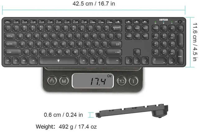 Alt view image 10 of 10 - Arteck Universal Backlit 7-Colors & Adjustable Brightness Multi-Device Full Size Wireless Bluetooth Keyboard for Windows, iOS, iPad OS, Android, Computer Desktop Laptop Surface Tablet Smartphone