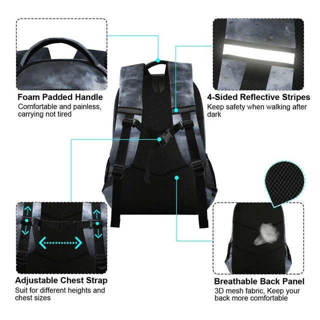 Alt view image 10 of 10 - Glaphy Tornado Pattern Backpack for Boys Girls Kids, Laptop Bookbag Lightweight Travel Daypack School Backpacks