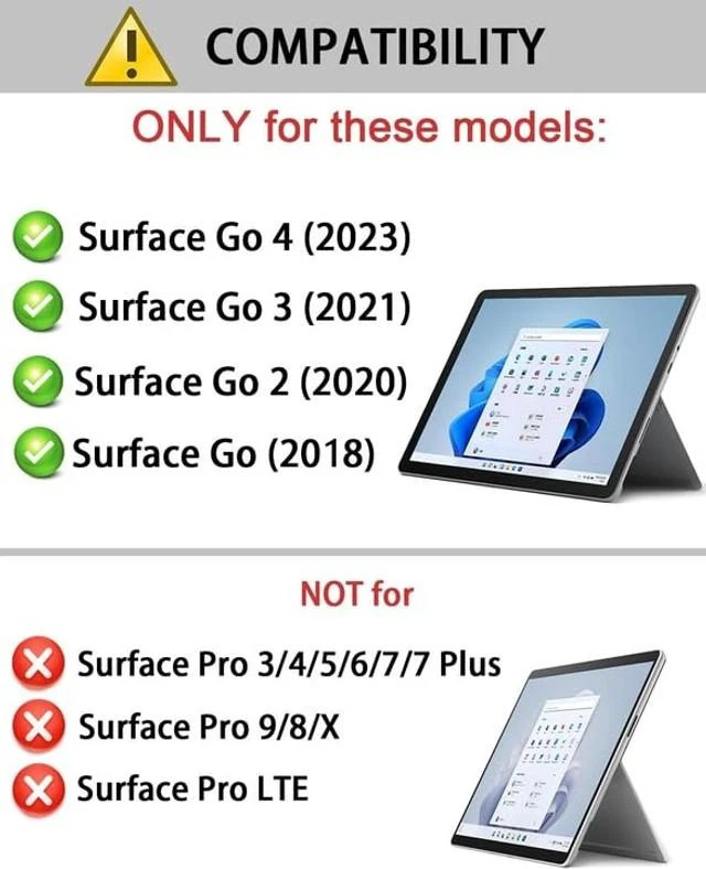Alt view image 7 of 10 - Case Keyboard for Microsoft Surface Go 4 2023, Mouse and Magnetically Keyboard, Slim Case with Pen Holder, Auto Sleep/Wake - Black (Black)
