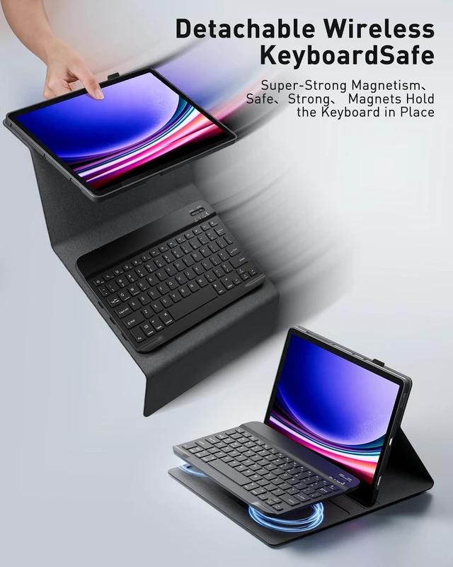 Alt view image 10 of 10 - Case Keyboard for Microsoft Surface Go 4 2023, Mouse and Magnetically Keyboard, Slim Case with Pen Holder, Auto Sleep/Wake - Black (Black)