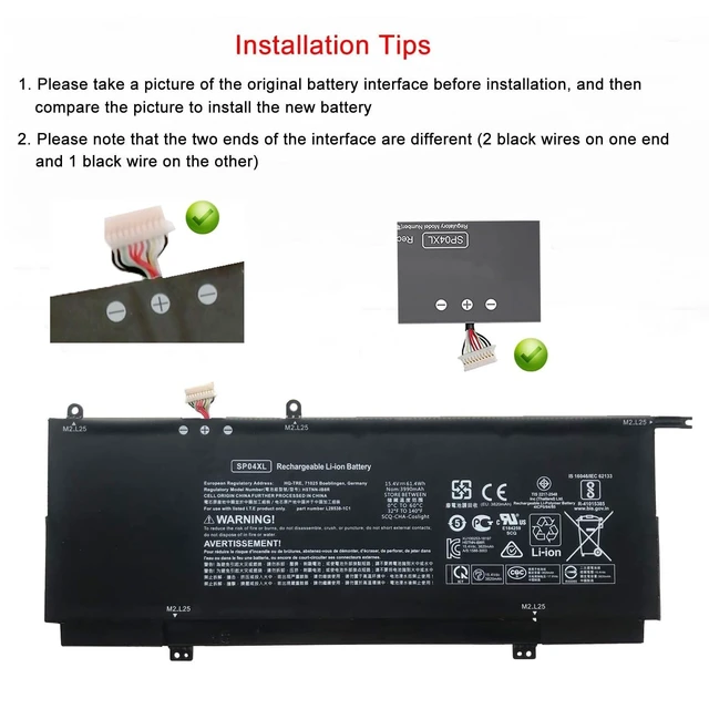 Alt view image 7 of 10 - SUNNEAR SP04XL L28764-005 Laptop Battery Replacement for HP Spectre X360 13T-AP000 13-AP0053DX 13-AP0XXX 13-AP0013DX 13-AP0045NR Series HSTNN-IB8R HSTNN-OB1B L28538-AC1 TPN-Q203 61.4Wh