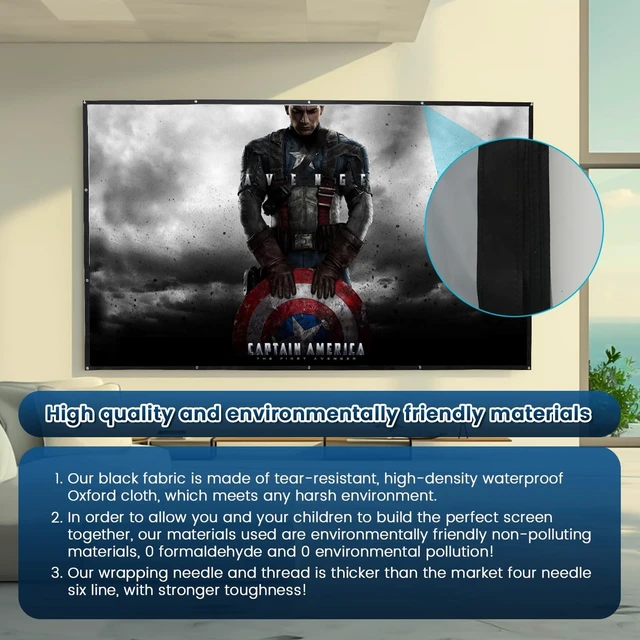 Alt view image 10 of 10 - KAMUNING 120 inch Gray ALR Projector Screen, 4K Movie Projector Screen,16:9 HD mini Home Theater Movie Screen, Suitable for Bedroom,Yard, Camping, Spontaneous Movie Night or Road Trip