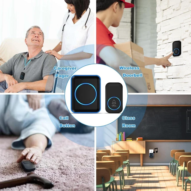 Alt view image 10 of 10 - Caregiver Pager, FullHouse Wireless Call Button 1000+ Feet, SOS Alert Nurse Calling Elderly Fall Help System for Patient/Disabled Monitoring at Home, IP55 Waterproof