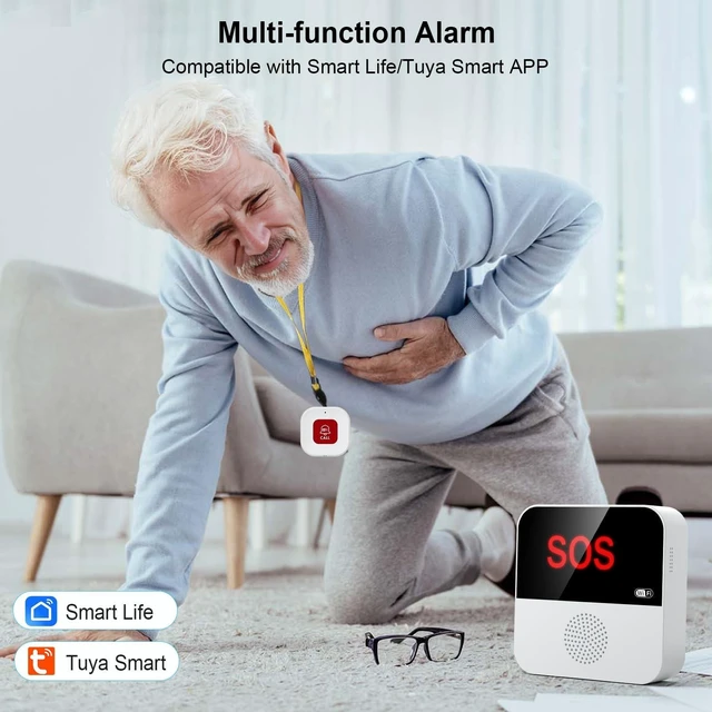 Alt view image 8 of 10 - Chatthen WiFi Pager, Caregiver Pagers Life Alert Systems for Seniors no Monthly Fee, 1 Receiver and 1 SOS Panic Button & 1 Watch Pager, Compatible with Tuya Smart/Smart Life APP