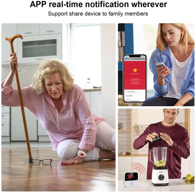 Alt view image 10 of 10 - Chatthen WiFi Pager, Caregiver Pagers Life Alert Systems for Seniors no Monthly Fee, 1 Receiver and 1 SOS Panic Button & 1 Watch Pager, Compatible with Tuya Smart/Smart Life APP