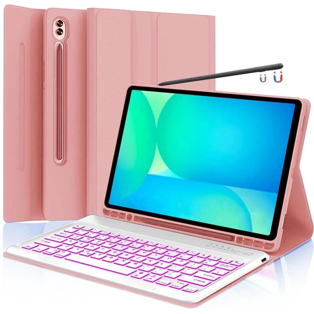 Alt view image 6 of 10 - Keyboard Case for Samsung Galaxy Tab S10 FE Plus 13.1", Smart S10fe+ Keyboard Case with S-Pen Holder, Rose Gold
