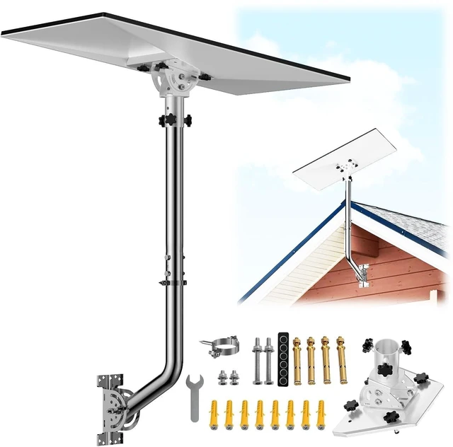 Alt view image 6 of 10 - Starlink Mount for Standard 4/4x/Gen 3, 24-Inch 430 Stainless Steel Pole Bracket, Adjustable Roof/Wall Mount Kit with Aluminum Pipe Adapter, 160 Tilt & 360 Rotation