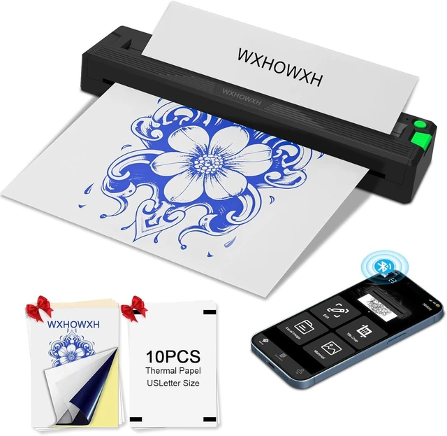 Alt view image 7 of 12 - 2026 New Tattoo Stencil Printer for Tattoo Artists&Beginners,termocopiadora Tattoo Machine with 3 pcs of Tattoo Transfer Paper,Portable Wireless Bluetooth Printer Compatible with Phone&PC