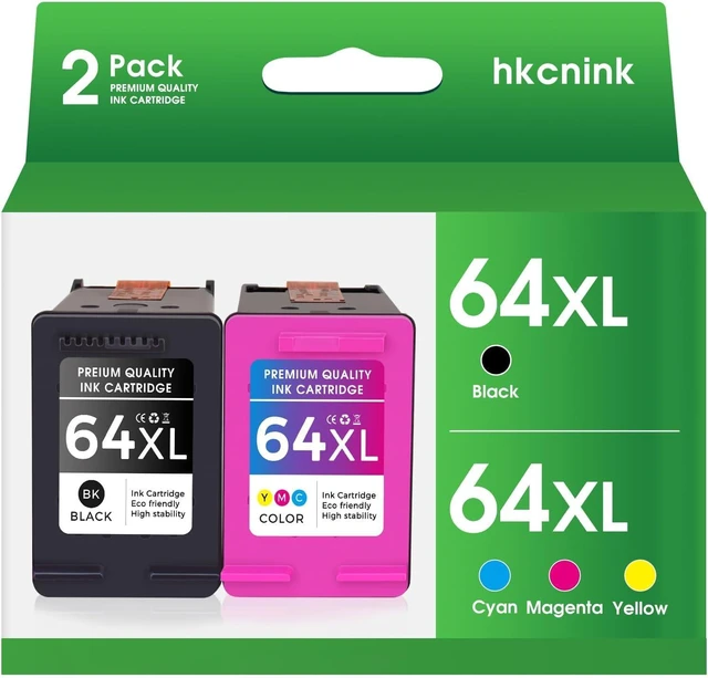 Alt view image 8 of 14 - 64 64XL Ink Cartridge Combo Pack Replacement for Ink 64 for 64xl Black Ink Cartridge for 64 Ink use with Envy Photo 7855 Ink cartridges 7200 7455 7858 7900 Printer (1BK+1C)
