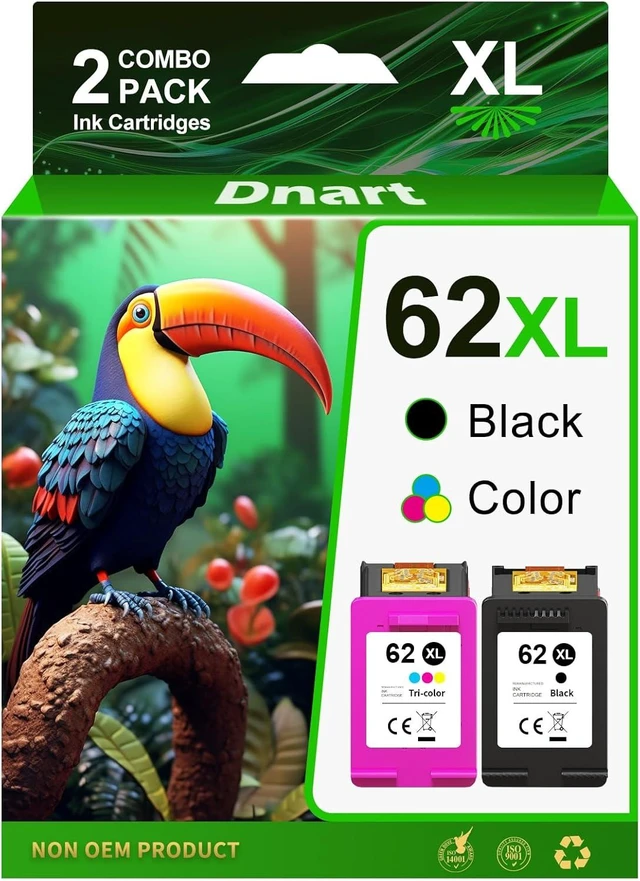 Alt view image 8 of 14 - 62XL Ink Cartridges Black and Color Replacement for Ink 62XL Ink Cartridges Combo Pack for Ink 62 Fit for Envy 7640 5660 7645 7644 5540 OfficeJet 5746 5740 8040 250 200 Printer Ink 62 XL(2 Pack)
