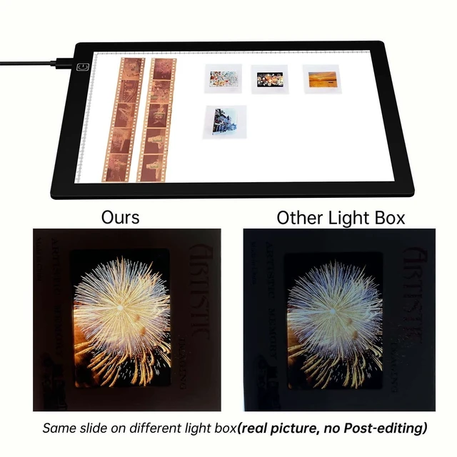 Alt view image 8 of 10 - Slide Viewer Light Box 5600K 12x8 Ultra-Thin Adjustable Brightness Backlight for Slides and Film Negative Scanning