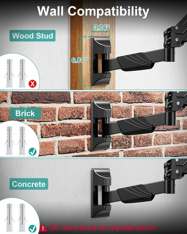 Alt view image 8 of 10 - MOUNT PRO Monitor Wall Mount for 17-43" Ultrawide Screens, Single Wall Mount Monitor Arm Holds up to 33.1 lbs, Full Motion Adjustable Wall Bracket with VESA Extension Kit, VESA Mount Max 200x200mm