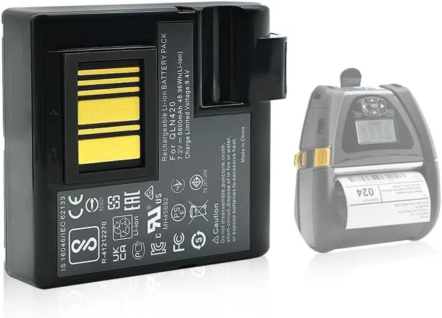 Alt view image 7 of 10 - 6800mAh High Capacity Battery Compatible with Zebra QLN420 ZQ630 Portable Printer - Replacement for P1040687 BTRY-MPP-68MA1-01