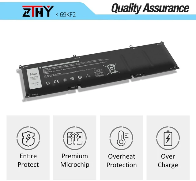 Alt view image 10 of 10 - 69KF2 Laptop Battery Replacement for Dell Alienware M15 R3 R4 R5 R6 R7 M16 R1 M17 R3 R4,G15 5510 5511 5520 5525 5530/G16 7620 7630/G7 15 7500 Precision 5550 5560 5570 Vostro 7510 7620 8FCTC 11.4V 86Wh